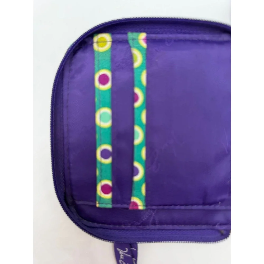 Vera Bradley Plum Crazy Quilted Zip Around Compact Wallet Purple Floral